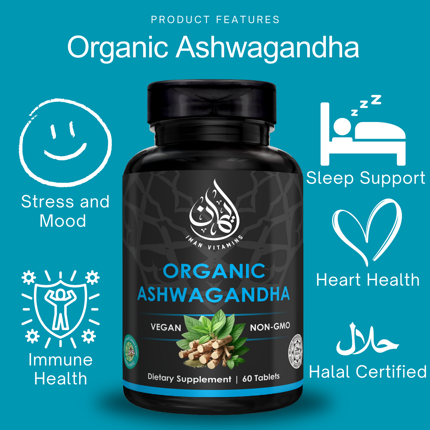 Halal Organic Ashwagandha (3 bottles)
