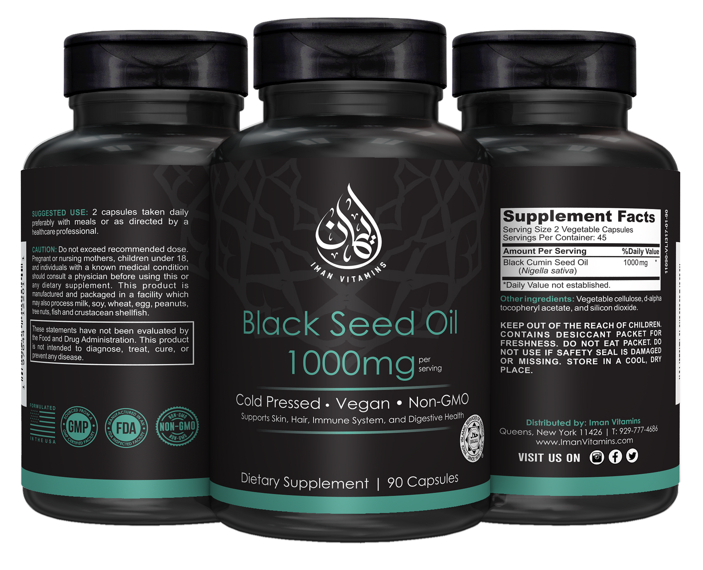 Halal Black Seed Oil Capsules - Iman Vitamins